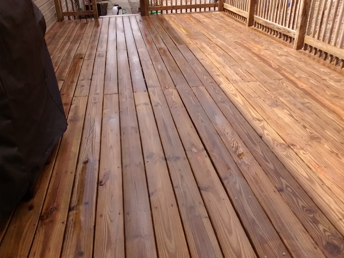 Wooden deck boards after a McGinnis clean